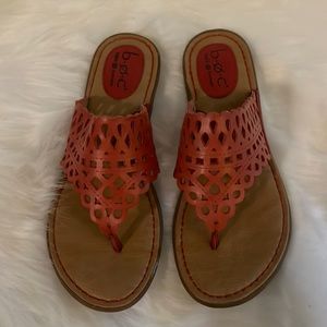 Red leather BOC sandals, size 8, never worn